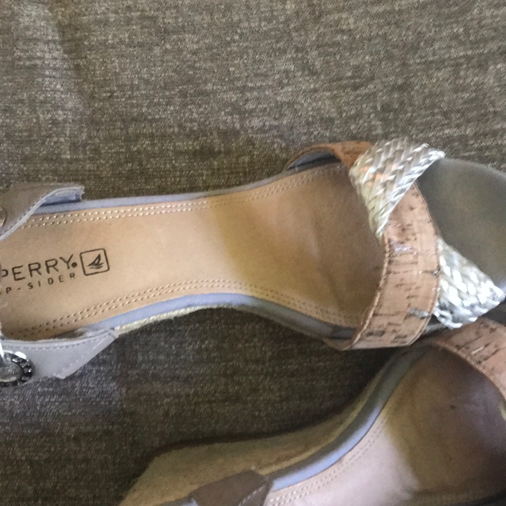 Sperry silver cork sandals